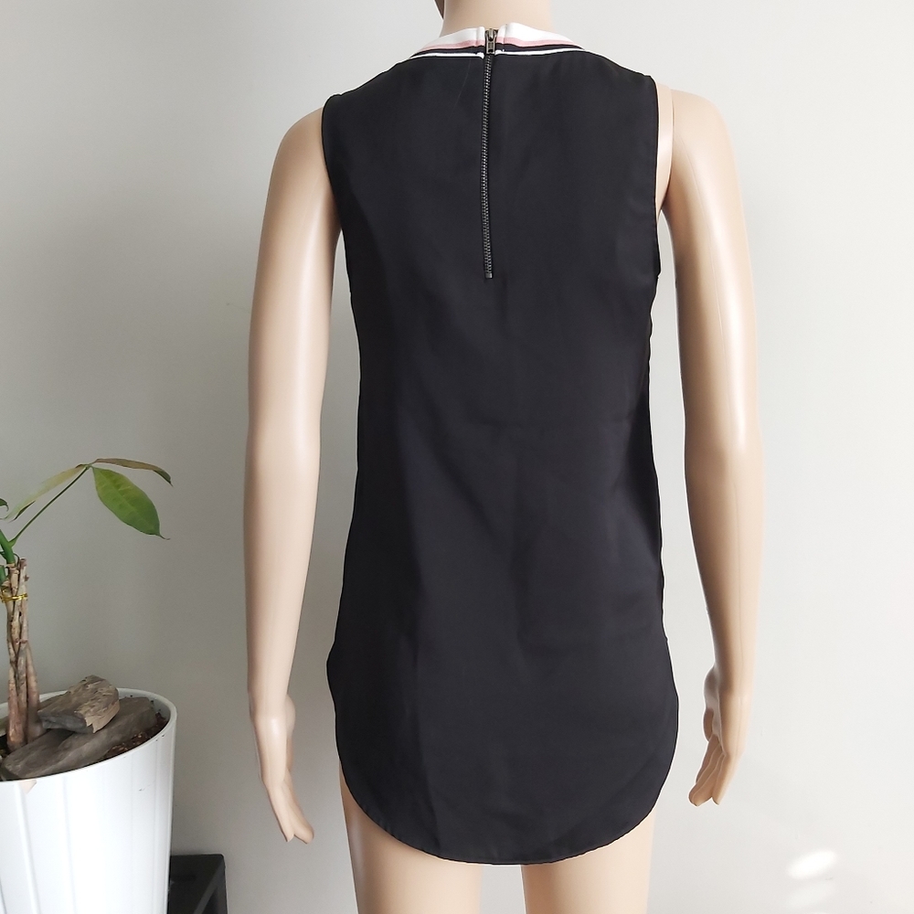 H&M black sleeveless top blouse high neck tunic long line - Picture 6 of 11